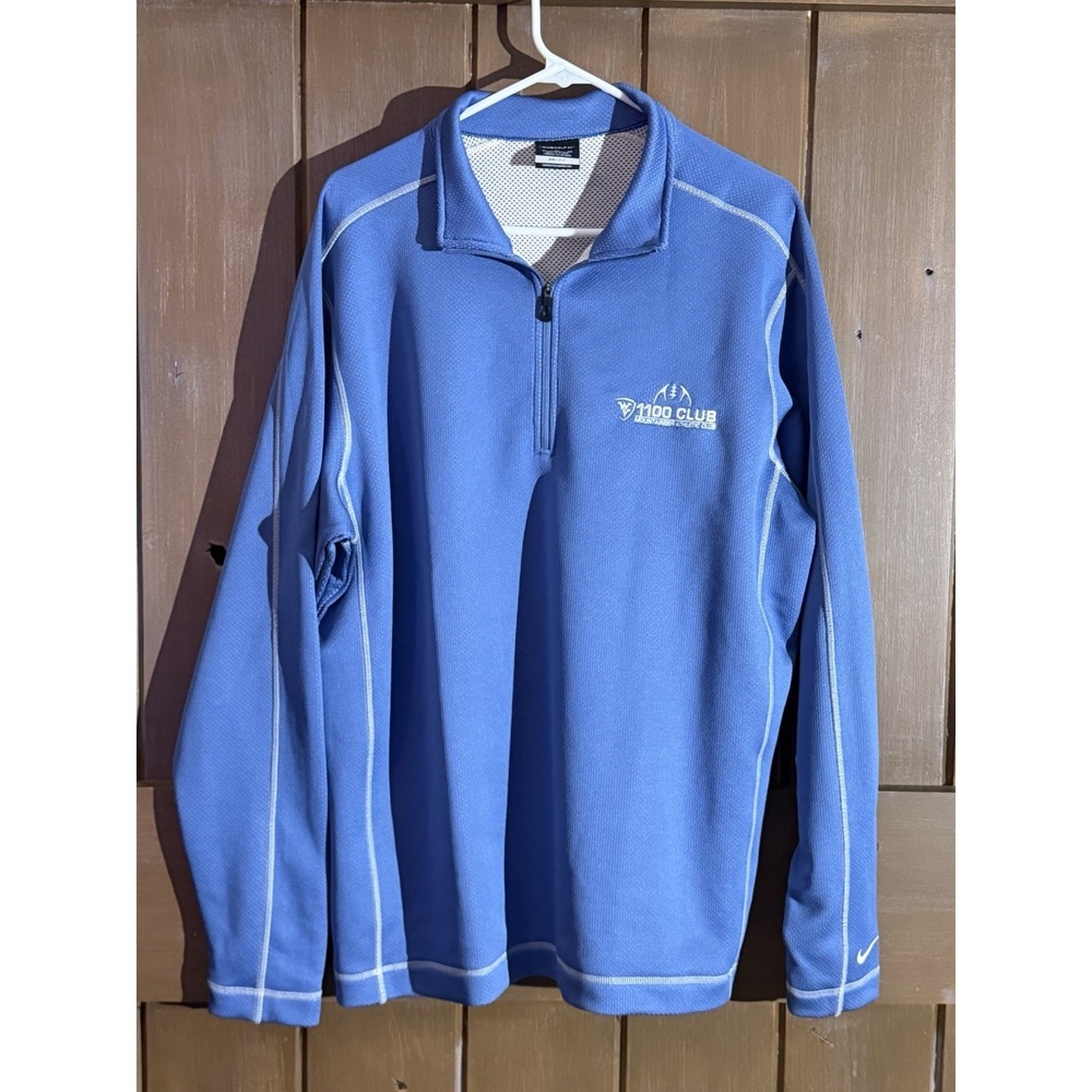 Nike Golf Dri-FIT Quarter Zip Pullover XL Blue WVU 1100 Club Mountaineer Men's